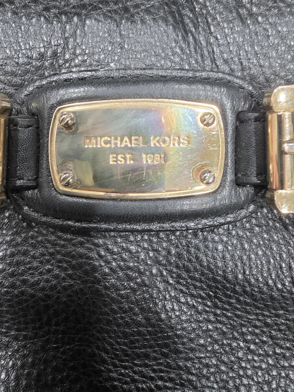 Michael Kors Black Pebbled Leather Crossbody with Gold Hardware